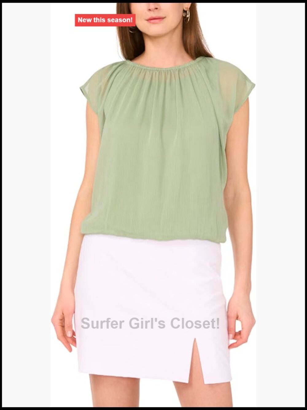 Vince Camuto Oversize Wide Tank Rounded Neck Polyester